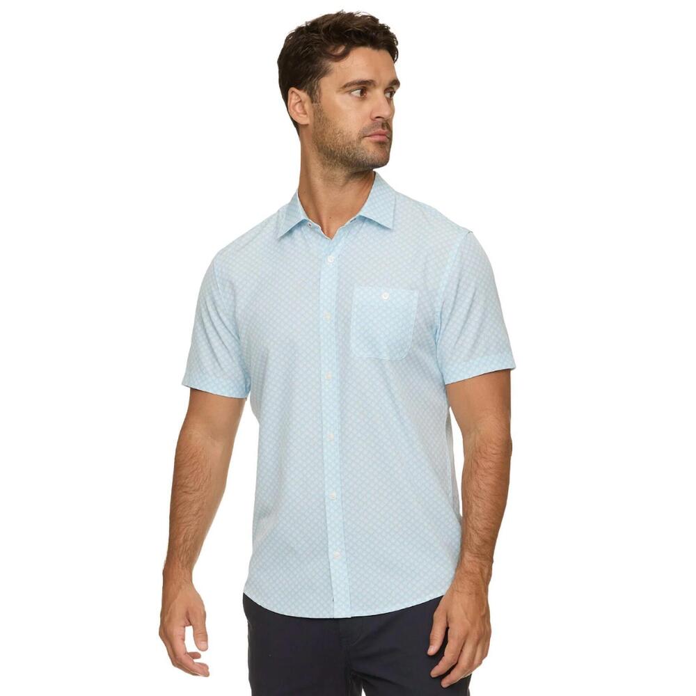 NEW FLAGS & ANTHEM fridley short sleeve agave print seersucker performance shirt